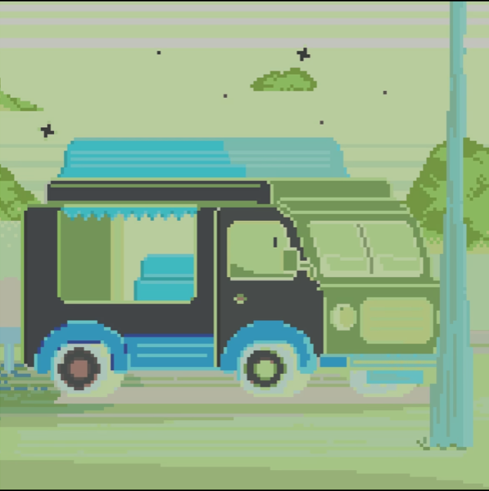 Машинка едет через лес