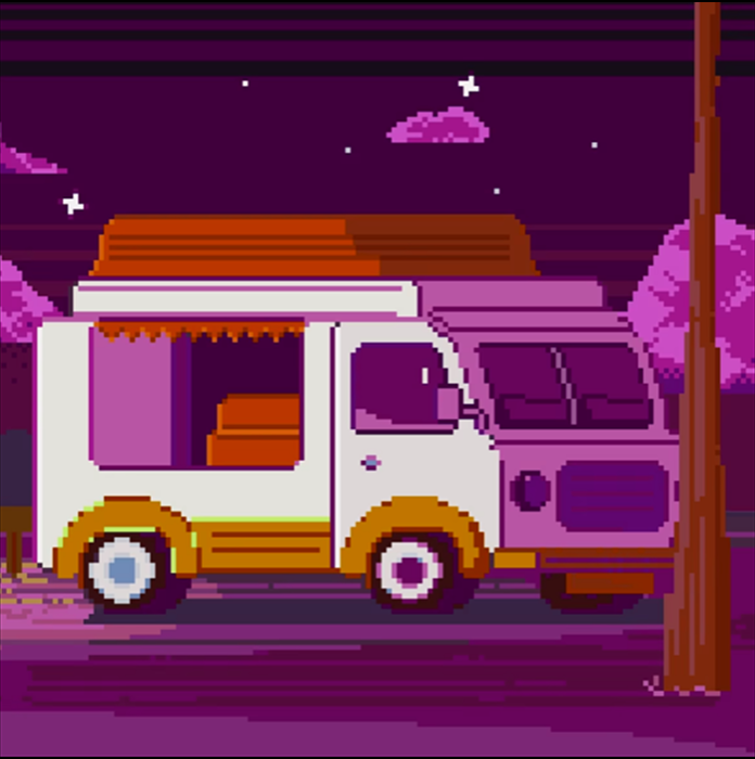 Машинка едет через лес