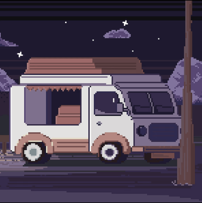 Машинка едет через лес