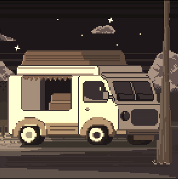 Машинка едет через лес