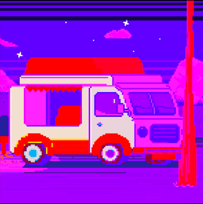 Машинка едет через лес